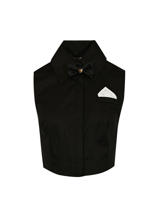 Camicia cropped in raso con papillon Elisabetta Franchi | CA10556E2110